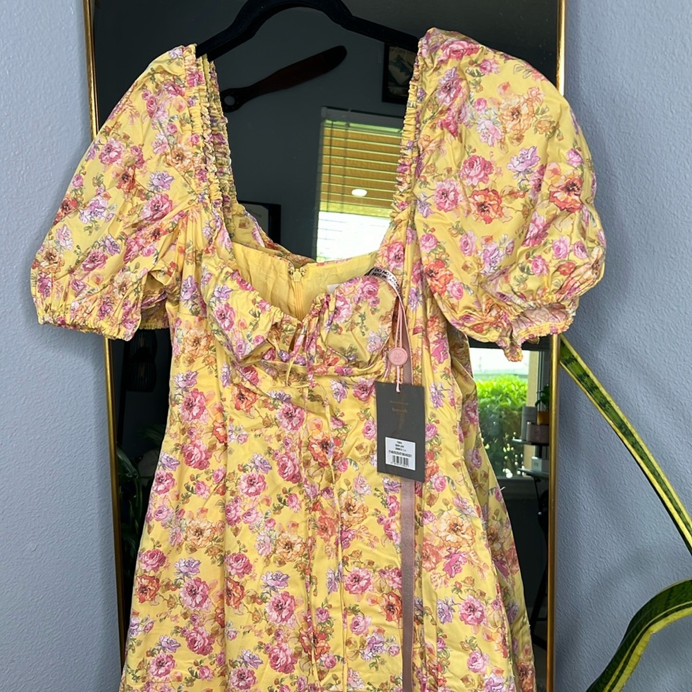 HOUSE OF CB 'Felizia' Butter Print Puff Sleeve Sundress NWT - Picture 6 of 10